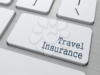 Travel  Insurance - Business Concept. Button on Modern Computer Keyboard.