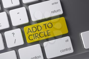 Add To Circle Concept Modern Keyboard with Add To Circle on Yellow Enter Key Background, Selected Focus. 3D Illustration.