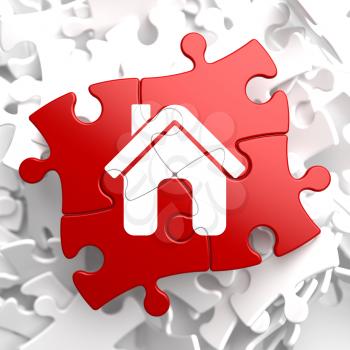Royalty Free Clipart Image of a House Jigsaw Puzzle