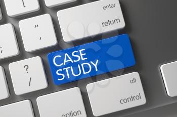 Concept of Case Study, with Case Study on Blue Enter Keypad on Modern Laptop Keyboard. 3D Illustration.
