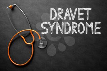 Medical Concept: Dravet Syndrome - Medical Concept on Black Chalkboard. Black Chalkboard with Dravet Syndrome - Medical Concept. 3D Rendering.