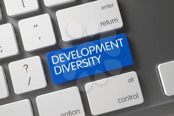 Development Diversity Concept Computer Keyboard with Development Diversity on Blue Enter Key Background, Selected Focus. 3D.