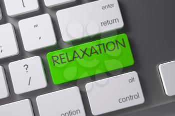 Relaxation Concept: Modern Keyboard with Relaxation, Selected Focus on Green Enter Key. 3D Illustration.