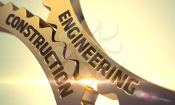 Engineering Construction on the Mechanism of Golden Metallic Cogwheels with Glow Effect. 3D.