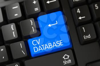 CV Database Key on Modernized Keyboard. 3D Render.