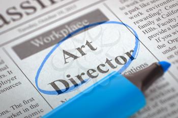 Newspaper with Jobs Art Director. Blurred Image. Selective focus. Job Search Concept. 3D Illustration.