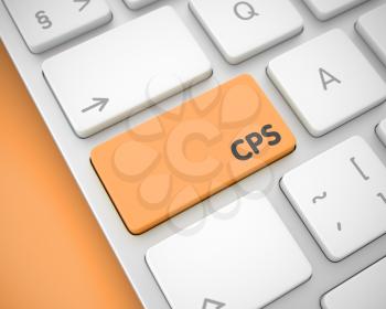 CPS - Cost Per Sale Keypad on the Modern Computer Keyboard. Online Service Concept: CPS - Cost Per Sale on Modern Computer Keyboard lying on the Orange Background. 3D Render.