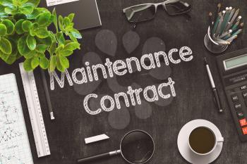 Maintenance Contract Concept on Black Chalkboard. 3d Rendering. Toned Illustration.