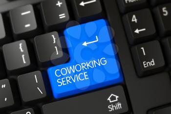Coworking Service on Computer Keyboard Background. 3D.
