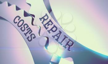 Repair Costs on the Mechanism of Shiny Metal Gears with Glowing Light Effect - Communication Concept . Repair Costs on Shiny Metal Gears, Communication Illustration with Glow Effect . 3D Render .