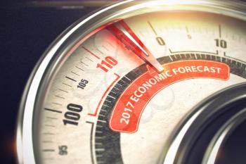 2017 Economic Forecast Rate Conceptual Meter with Inscription on the Red Label. Business Concept. 3D Render.