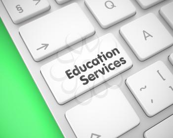 Online Service Concept: Education Services on the White Keyboard Background. Service Concept with Laptop Enter White Keypad on the Keyboard: Education Services. 3D Illustration.
