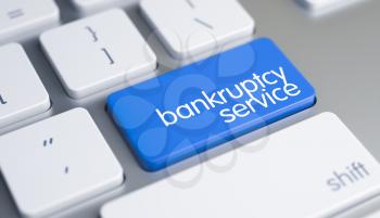 Bankruptcy Service Key on the Modern Laptop Keyboard. Online Service Concept: Bankruptcy Service on the Aluminum Keyboard Background. 3D Illustration.
