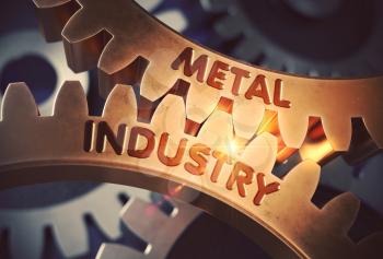 Metal Industry Golden Gears. Metal Industry - Illustration with Glow Effect and Lens Flare. 3D Rendering.