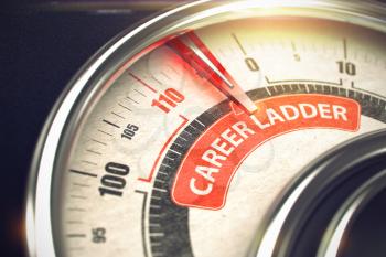 Career Ladder Rate Conceptual Dial with Message on Red Label. Business or Marketing Concept. 3D Illustration.