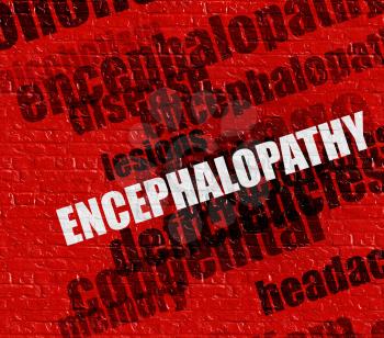 Modern healthcare concept: Encephalopathy - on Brickwall with Word Cloud Around . Encephalopathy on the Red Brick Wall . 