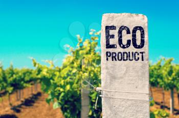Ecological Concept. Eco Product - The Drawed Inscription on the White Color Gardens Fence.