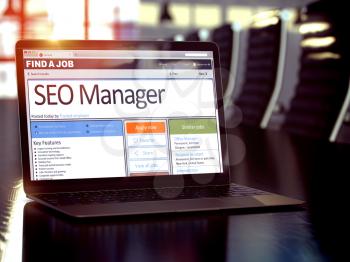 SEO Manager - Get a New Employment Here. Job Search Concept. 3D Render.