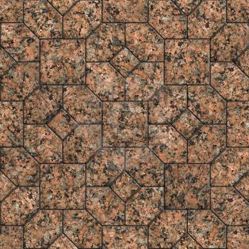 Seamless Tileable Texture with Geometric Pattern. Polished Marble or Red Granite.