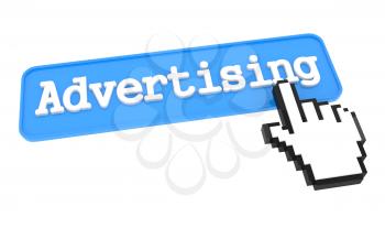 Advertising Button with Hand Cursor. Business Concept.