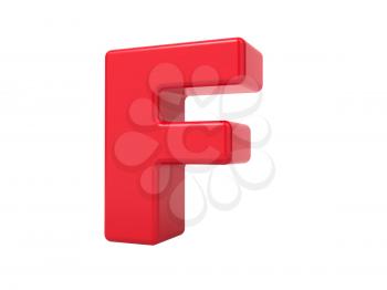 Red 3D Plastic Letter F Isolated on White.