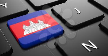 Flag of Cambodia - Button on Black Computer Keyboard.