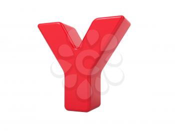 Red 3D Plastic Letter Y Isolated on White.