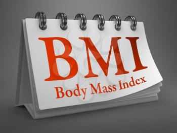BMI - Body Mass Index - Red Text on White Desktop Calendar.