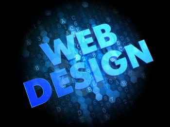 Web Design - Blue Color Text on Dark Digital Background.