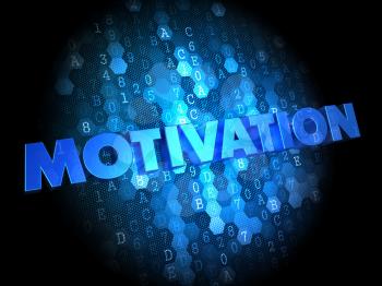 Motivation - Text in Blue Color on Dark Digital Background.
