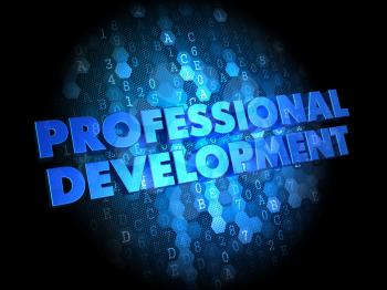 Professional Development in Blue Color on Dark Digital Background.