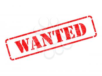 Wanted - inscription on Red Rubber Stamp Isolated on White.