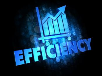 Concept of Growth Efficiency - Blue Color Text on Dark Digital Background.