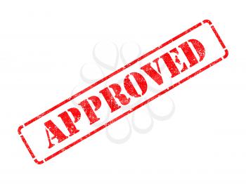 Approved on Red Rubber Stamp Isolated on White.