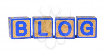 Blog on Wooden Childrens Alphabet Block Isolated on White.