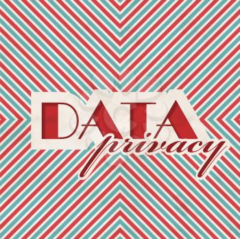 Data Privacy Concept on Red and Blue Striped Background. Vintage Concept in Flat Design.