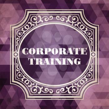 Corporate Training Concept. Vintage design. Purple Background made of Triangles.