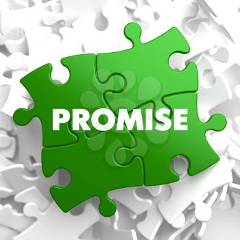 Promise on Green Puzzle on White Background.