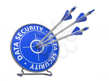 Data Security Concept. Three Arrows Hit in Blue Target.