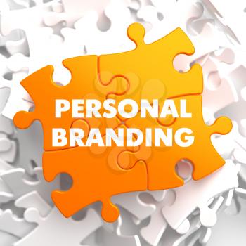 Personal Branding on Orange Puzzle on White Background.