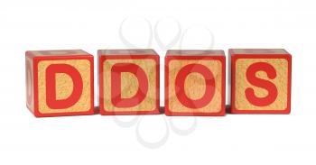 DDOS on Colored Wooden Childrens Alphabet Block Isolated on White.
