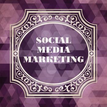 Social Media Marketing Concept. Vintage design. Purple Background made of Triangles.