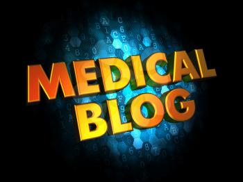 Medical Blog Concept - Golden Color Text on Dark Blue Digital Background.