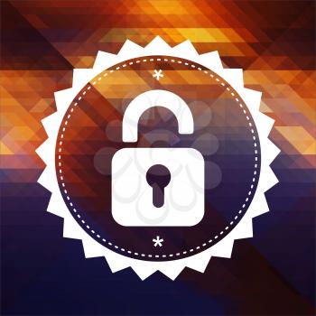 Security Concept with Icon of Opened Padlock. Retro label design. Hipster background made of triangles, color flow effect.