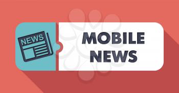 Mobile News Concept on Scarlet in Flat Design with Long Shadows.