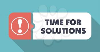 Time For Solutions Button in Flat Design with Long Shadows on Blue Background.