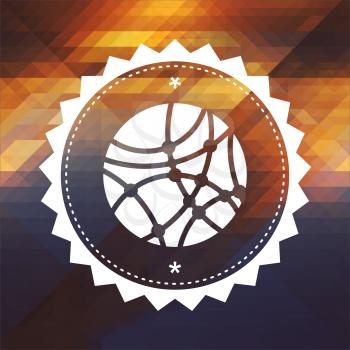 Social Network Icon. Retro label design. Hipster background made of triangles, color flow effect.