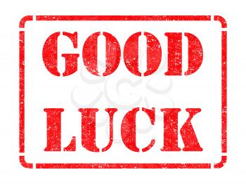 Good Luck  - Inscription on Red Rubber Stamp Isolated on White.