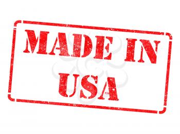 Made in USA - Inscription on Red Rubber Stamp Isolated on White.