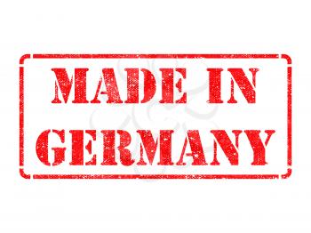 Made in Germany - inscription on Red Rubber Stamp Isolated on White.